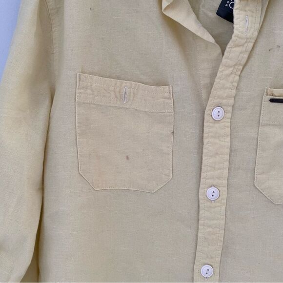 Buffalo David Bitton Men’s Button Front Yellow Long Sleeve Linen Blend Shirt S - Picture 2 of 6